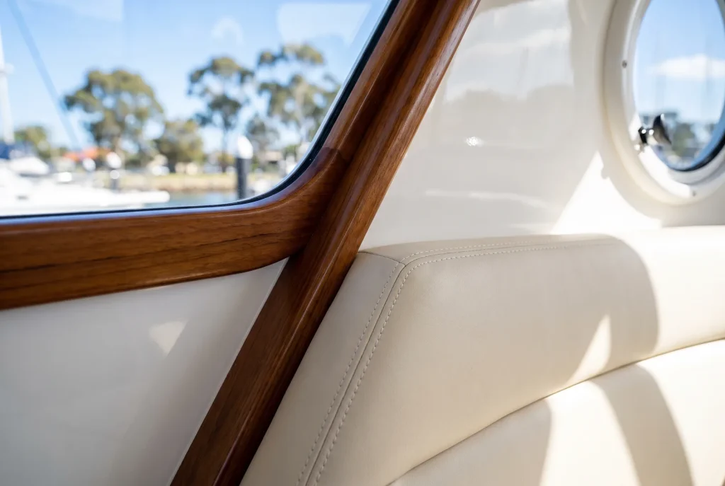 Detailed boat cabin interior seam and edge after interior detailing in O'Connor WA